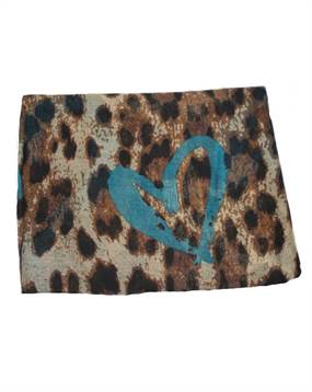 Store tørklæder med blå hjerter og i leopard design